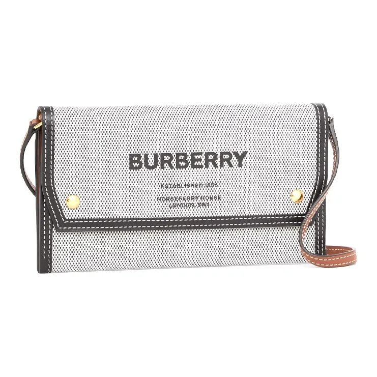 Burberry Horseferry Canvas Cell Phone Case Shoulder Bag Crossbody Bag Clutch Cell Phone Pouch Unisex Gray/Black-1