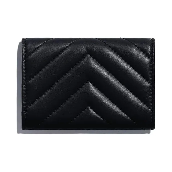 CHANEL 2.55 Cow Leather Flap Wallet Women's Black-1
