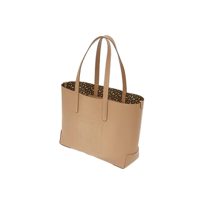 Burberry Leather Tote Bag Shopping Bag Handbag Medium Size Women's Camel-3