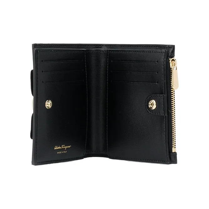 FERRAGAMO Cow Leather Wallet Women's Black-3