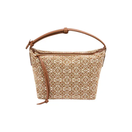 LOEWE Small Cubi Bag In Anagram Jacquard And Calfskin Tan/Pecan