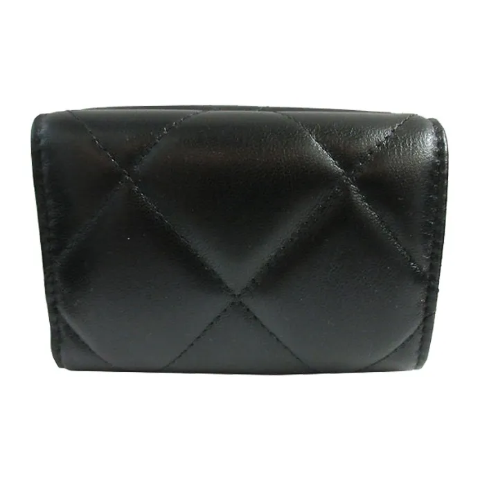CHANEL 19Bag Smooth Finish Lambskin Coin Purse Card Holder, Wallet Women's Black-5