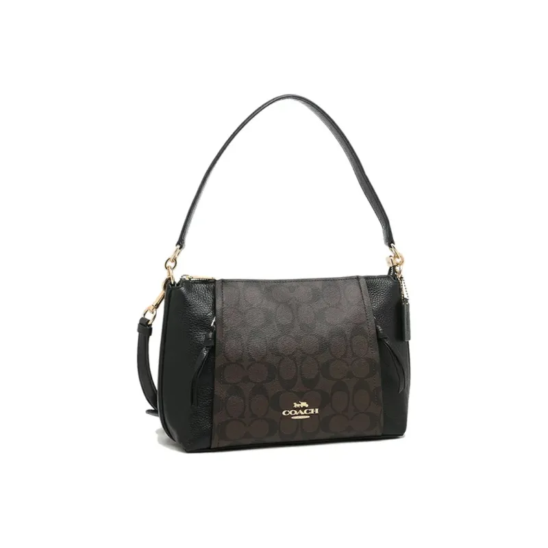 COACH Marlon Monogram Canvas With Leather Handbag Crossbody Bag Shoulder Bag Women's Dark Brown-1