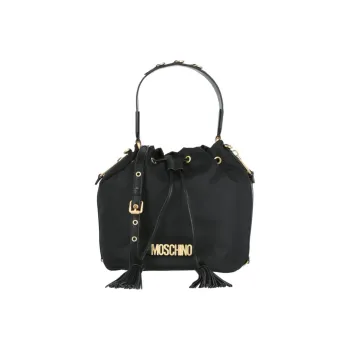 MOSCHINO Nylon Bucket Bag, Handbag, Shoulder Bag Women's Black