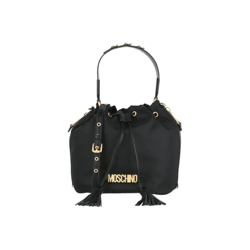 MOSCHINO Nylon Bucket Bag, Handbag, Shoulder Bag Women's Black-0