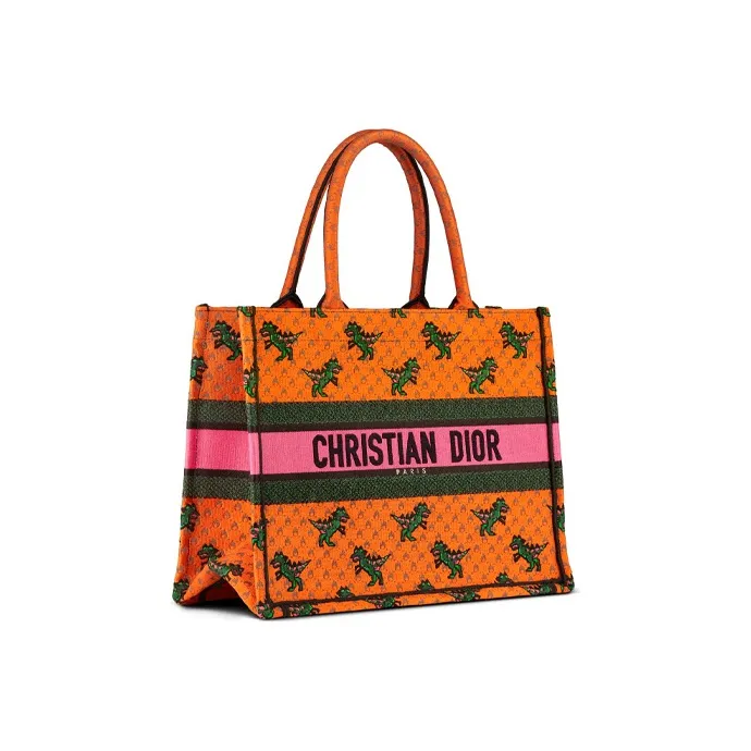 DIOR BookTote Embroidery Tote Bag Shopping Bag Shoulder Bag Handbag Regular Women's Orange-1