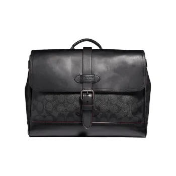 COACH Canvas Leather Crossbody Handbag Briefcase Large Size Men's Black