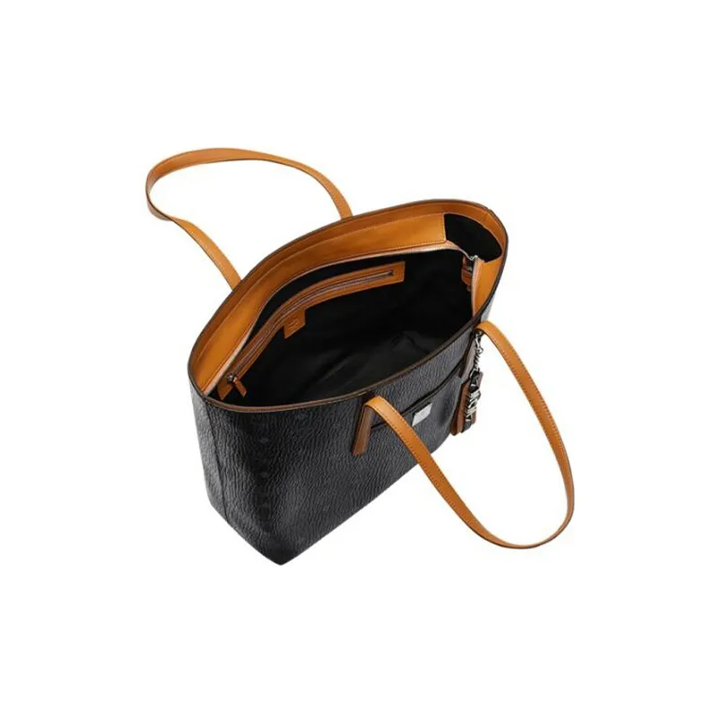 MCM Anya Top Zip Shopper Visetos Cognac Medium Black-4