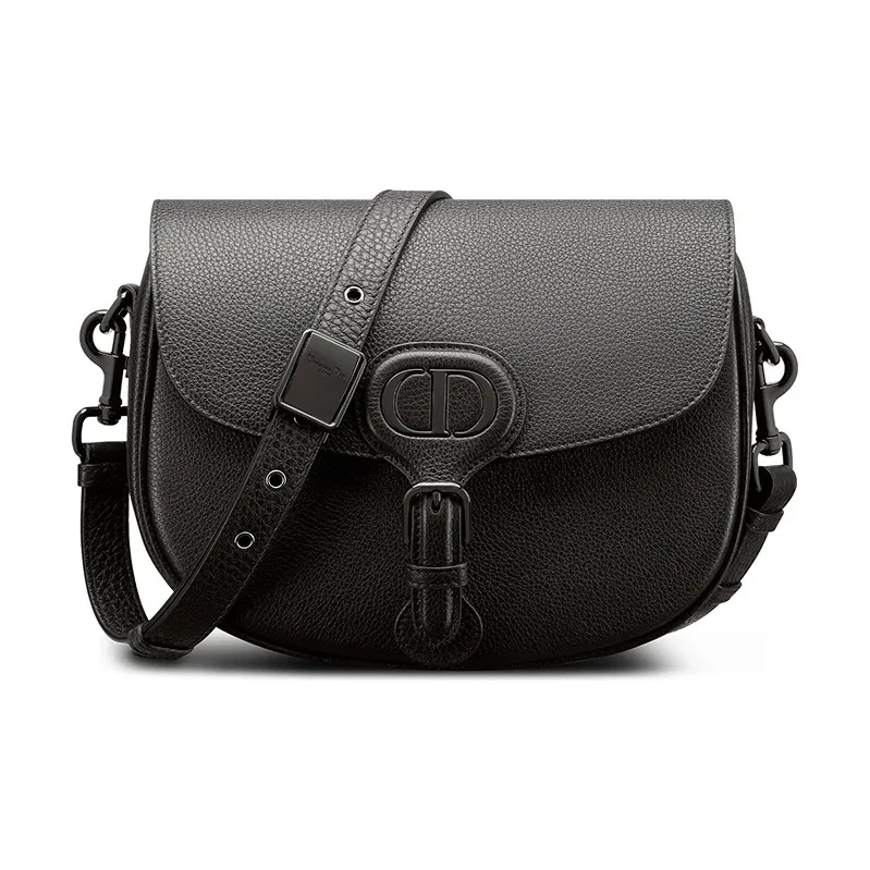 DIOR Bobby Grained Calfskin Shoulder Bag Crossbody Bag Medium Size Women's Pure Black-0