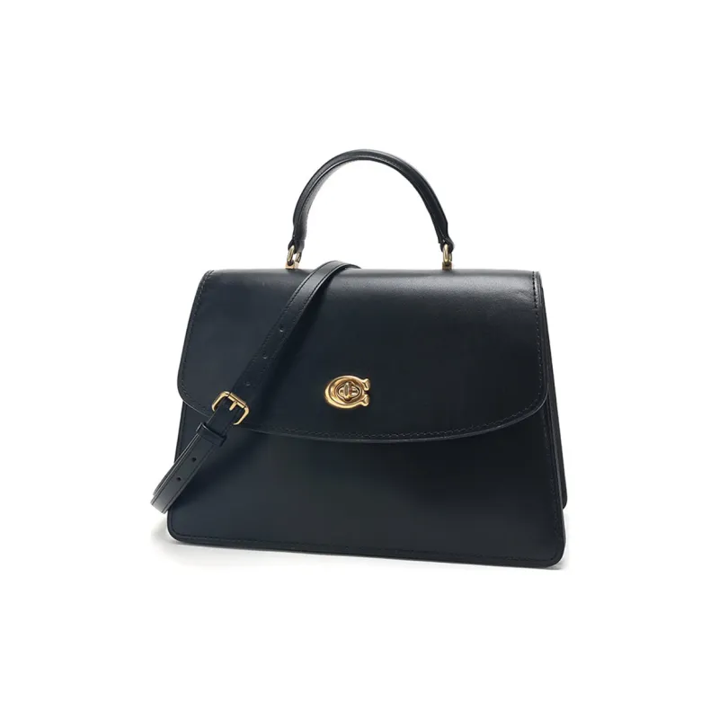 COACH Parker Leather Crossbody Bag Crossbody Handbag Large Size Women's Black-1