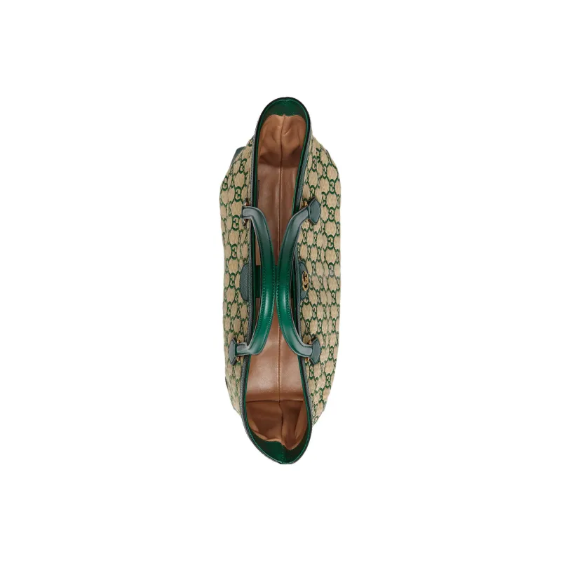 GUCCI Ophidia Straw Woven With Leather One Shoulder Handbags Women's Emerald Green/Apricot Cream-4