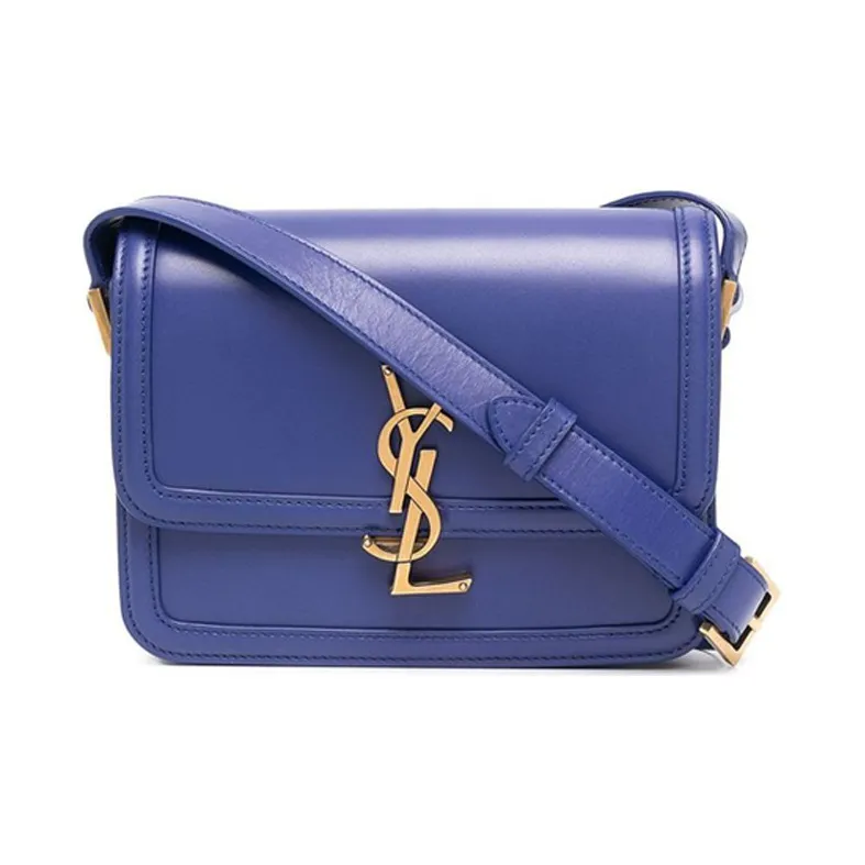 SAINT LAURENT SOLFERINO Leather Shoulder Bag Crossbody Bag Small Size Women's Sapphire Blue-0