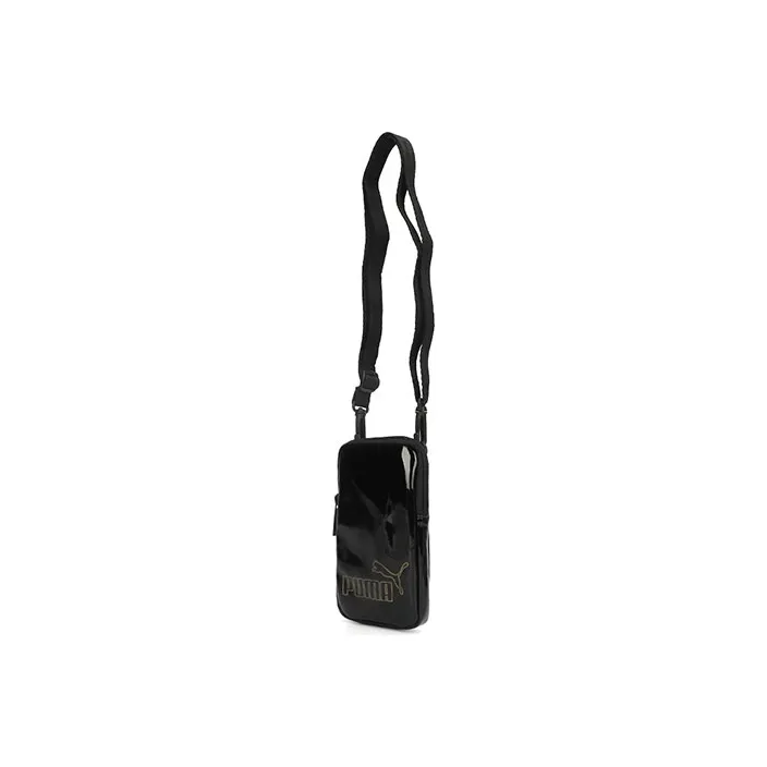 PUMA Patent Leather Cell Phone Pouch Crossbody Bag Shoulder Bag Women's Black-0
