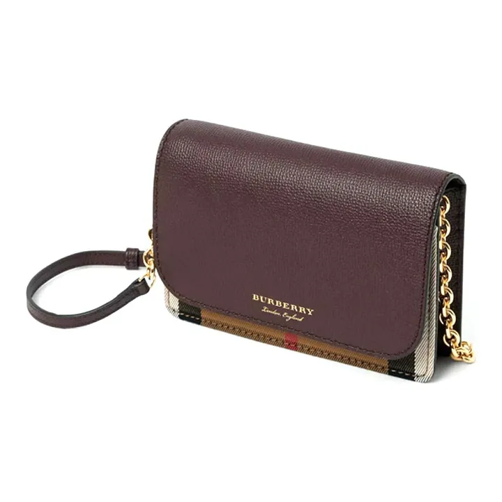 Burberry Cow Leather Shoulder Bag Crossbody Bag Regular Women's Burgundy-1