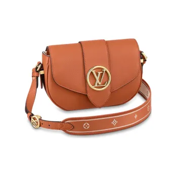 LOUIS VUITTON Pont Calfskin Shoulder Bag, Crossbody Bag Medium Size Women's Golden Orange