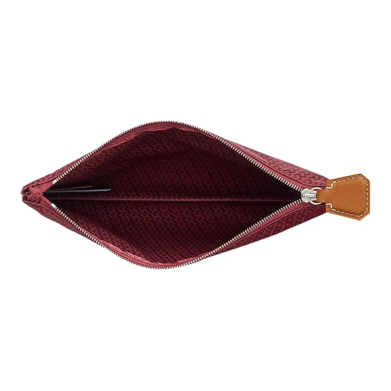 HERMES Cow Leather Makeup Bag Women's Rouge H/Gold Hermes Red And Gold-1