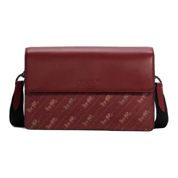 COACH Turner Canvas With Leather Small Square Bag Shoulder Bag Crossbody Bag Small Size Men's Red