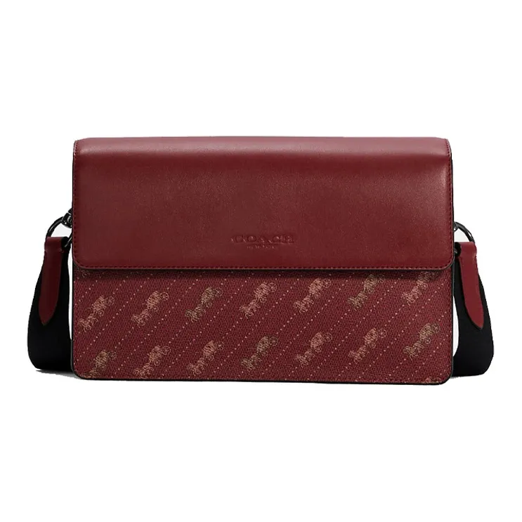COACH Turner Canvas With Leather Small Square Bag Shoulder Bag Crossbody Bag Small Size Men's Red-0