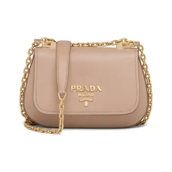 PRADA Saffiano Leather Shoulder Bag Women's Cameo Brown Beige