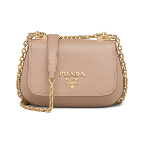 prada Match Saffiano Leather Shoulder Bag Women's Cameo Brown Beige