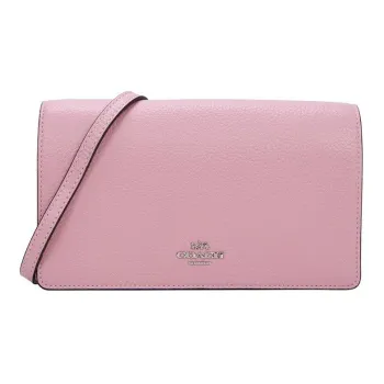 COACH Foldover Leather Small Square Bag Shoulder Bag Crossbody Bag Regular Women's Pink