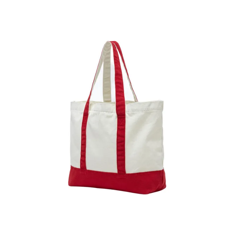 Champion Cotton Canvas Tote Bag Shopping Bag Canvas Bag Handbags Women's Red/White-1