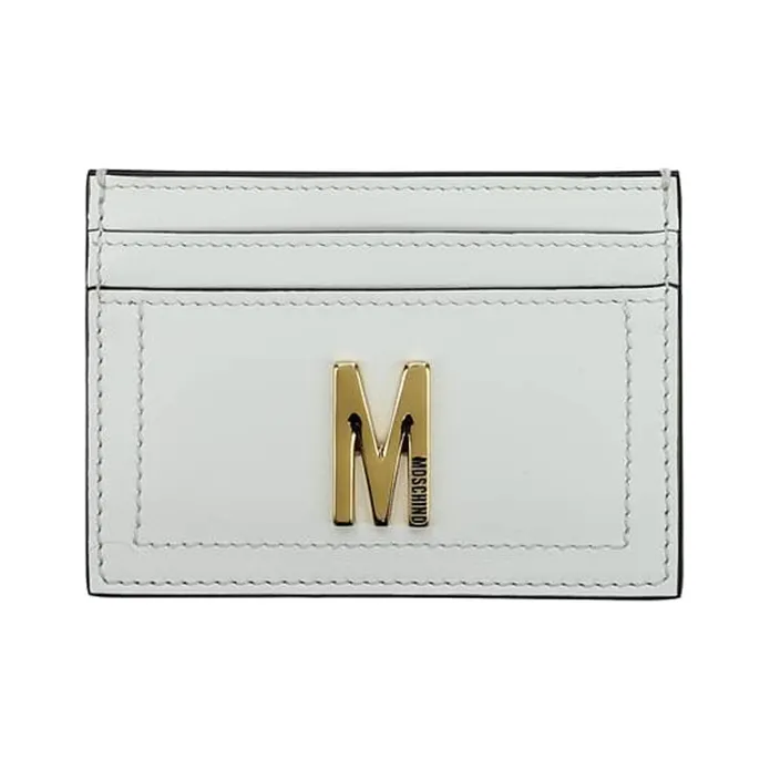 MOSCHINO Leather Card Holder Women's White-0