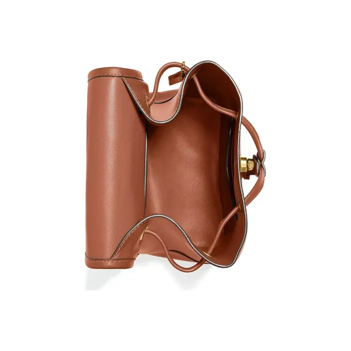 COACH Turnlock Leather Backpack Trumpets Women's Brown-2