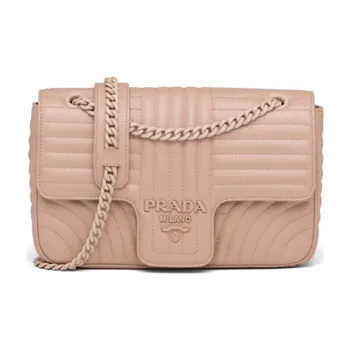 PRADA Diagramme Calfskin Shoulder Bag Crossbody Bag Women's Pink Beige