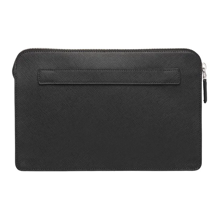 PRADA Cow Leather Clutch Men's Black-1