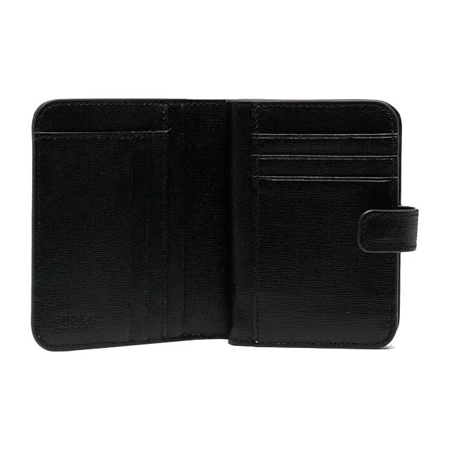 Furla Babylon Leather Wallet Small Size Women's Black-3