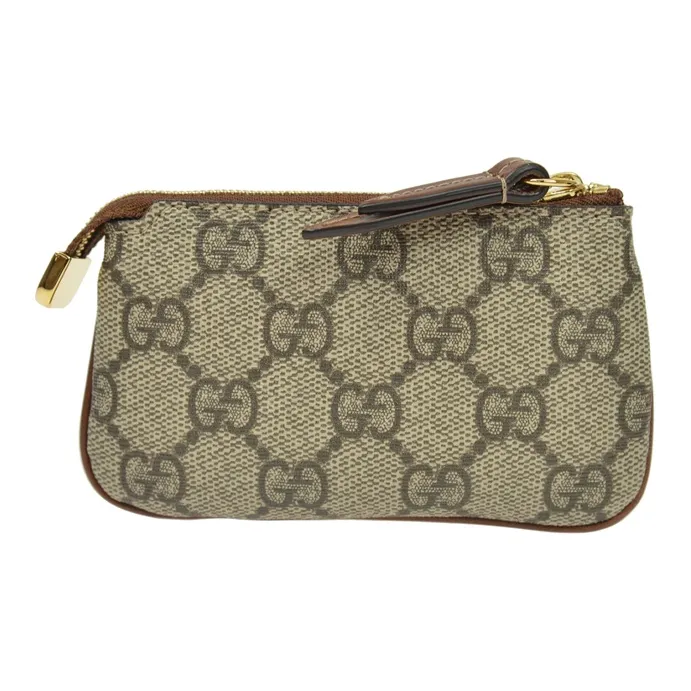 GUCCI Canvas With Leather PVC Key Pouch Coin Purse Regular Unisex Ebony/Brown-2