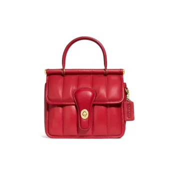 COACH Willis Cow Leather Messenger Bag, Shoulder Bag, Crossbody Bag, Handbag Small Size Women's Red