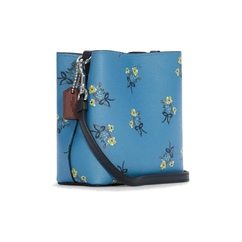 COACH Town Leather Tote Bag, Shopping Bag, Bucket Bag, Shoulder Bag, Crossbody Bag Small Size Women's Blue-2