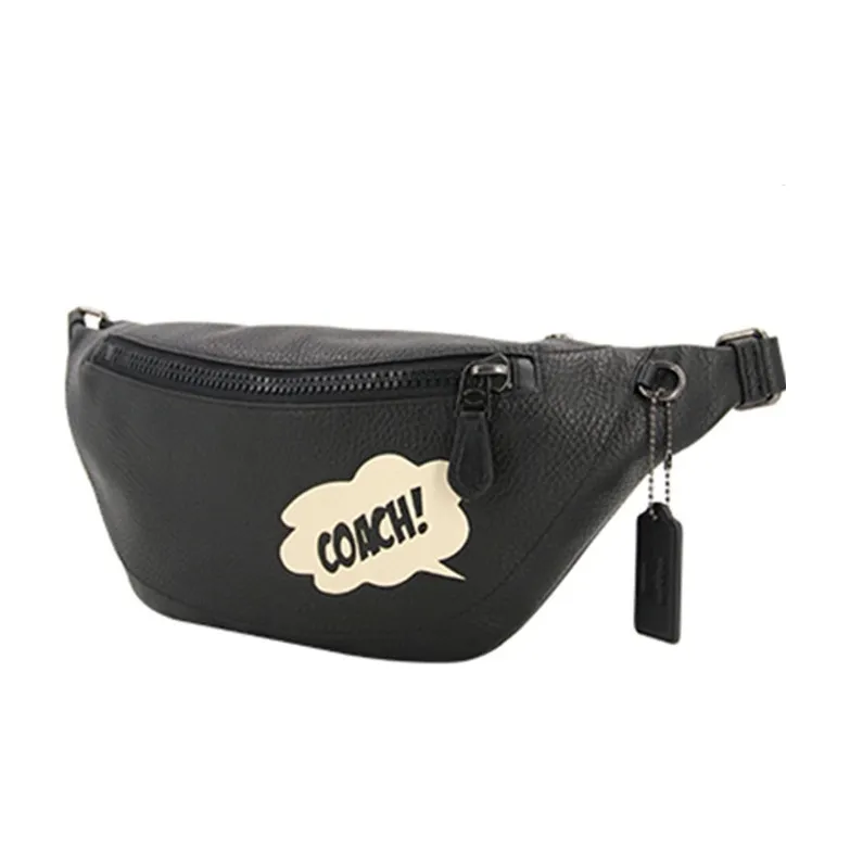 COACH MARVEL Collaboration Warren Leather One Shoulder Crossbody Fanny Pack Sling Bags Large Size Men's Black-1