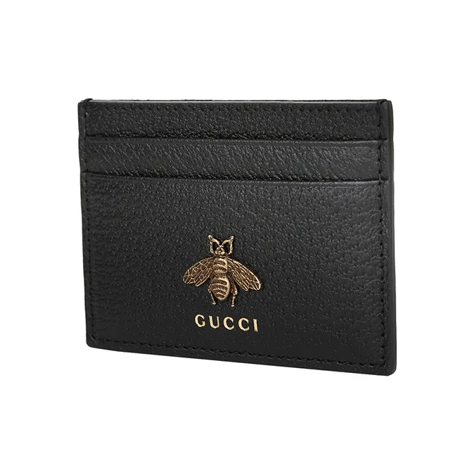 GUCCI Animalier Series Leather Card Holder Unisex Black-1