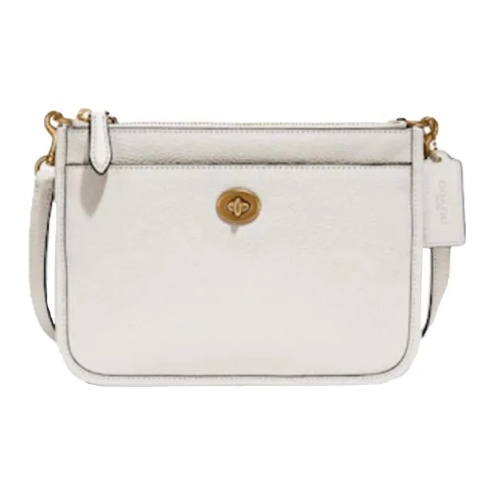 COACH Turnlock Litchi Grain Leather Shoulder Bag Crossbody Bag Small Size Women's White-0