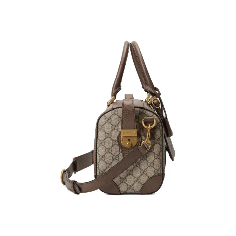 GUCCI Canvas With Leather Travel Bag, Shoulder Bag, Crossbody Bag, Handbag Small Size Men's Brown-2