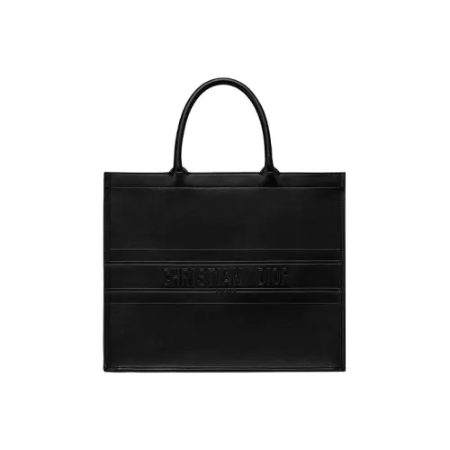 DIOR BookTote Cow Leather Handbag Tote Bag Shopping Bag Handbag Large Size Unisex Black
