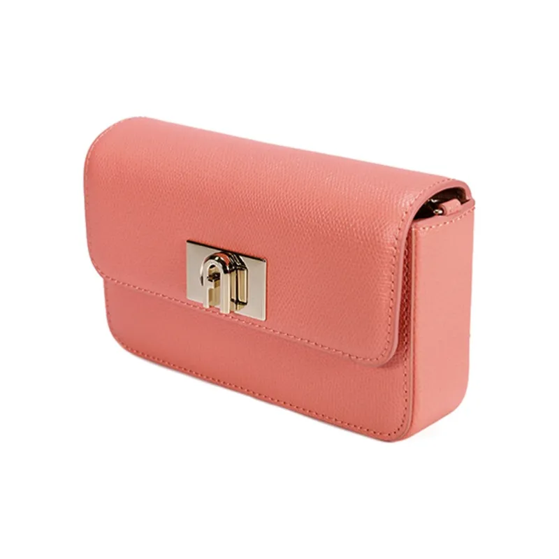 Furla 1927 Collection Pebbled Leather Crossbody Bag, Shoulder Bag Women's Orange Red-2