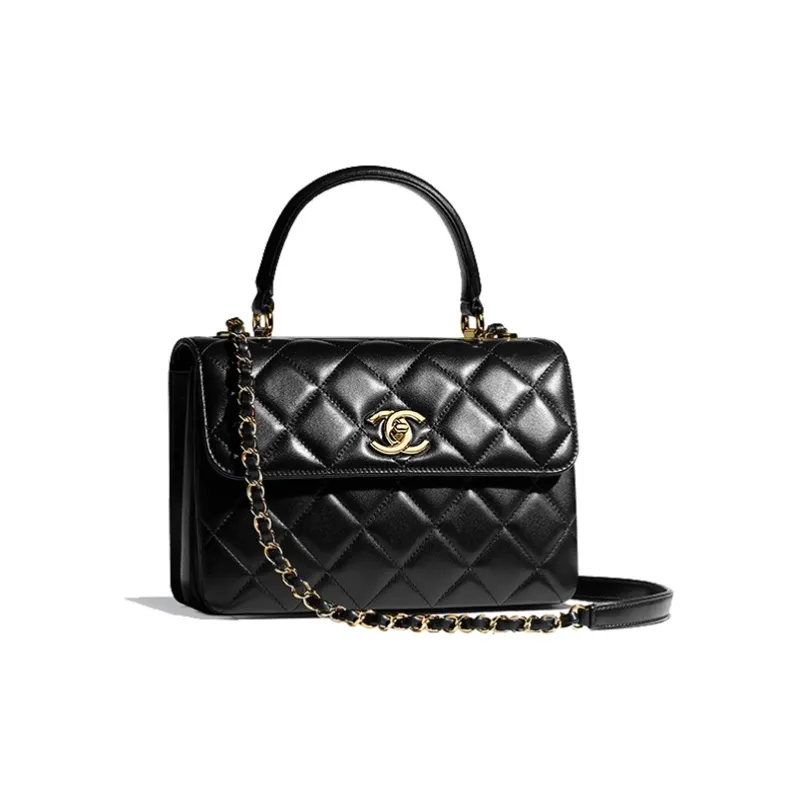 CHANEL Trendy Cc Sheepskin Shoulder Bag, Handbag Women's Black-1
