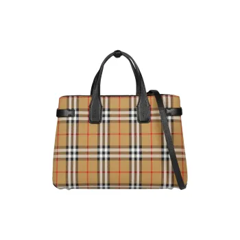 Burberry Banner Tote Vintage Check Cotton Beige/Black