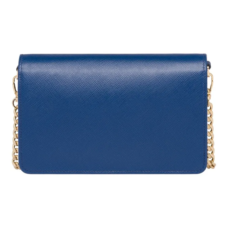 PRADA Saffiano Leather Shoulder Bag Women's Dark Blue Purple-2