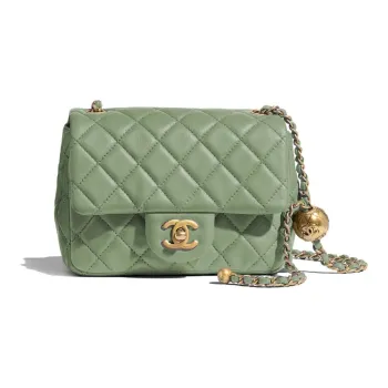 CHANEL Little Golden Ball Leather Shoulder Bag Crossbody Bag Regular Women's Avocado Green