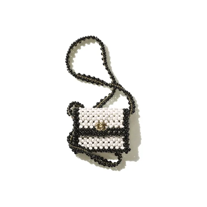 CHANEL Artificial Pearl Shoulder Bag, Crossbody Bag Trumpets Women's White, Black-1