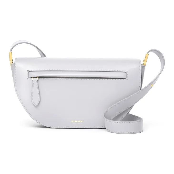 Burberry Olympia Calfskin Shoulder Bag Crescent Bag Portable Crossbody Bag Shoulder Bag Women's Light Gray-1