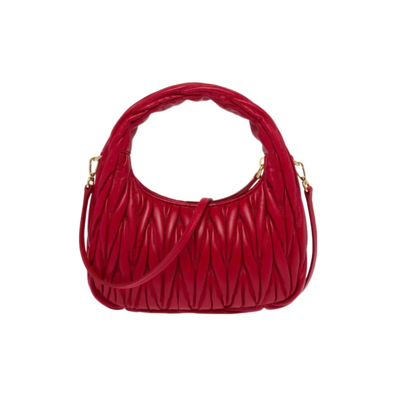 MIU MIU Sheepskin Hobo Shoulder Bag Women's Red-2