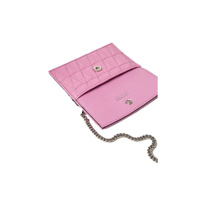 VERSACE VERSACE Cow Leather Business Card Holder Wallet Women's Pink-2