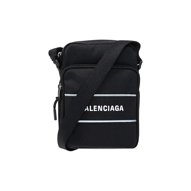Balenciaga Nylon Messenger Bag, Shoulder Bag Unisex Black-0