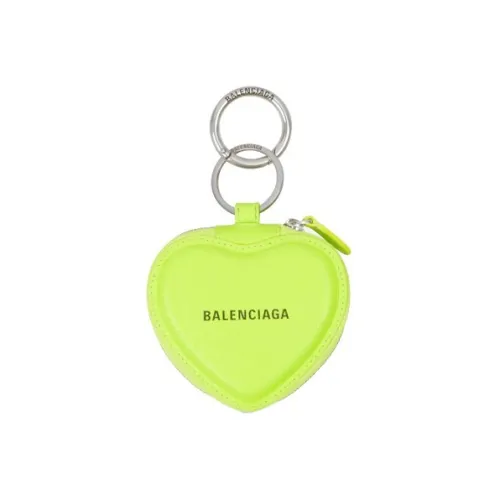 Balenciaga Cow Leather Mirror Bag Coin Purse Key Pouch Women's Fluorescent Yellow
